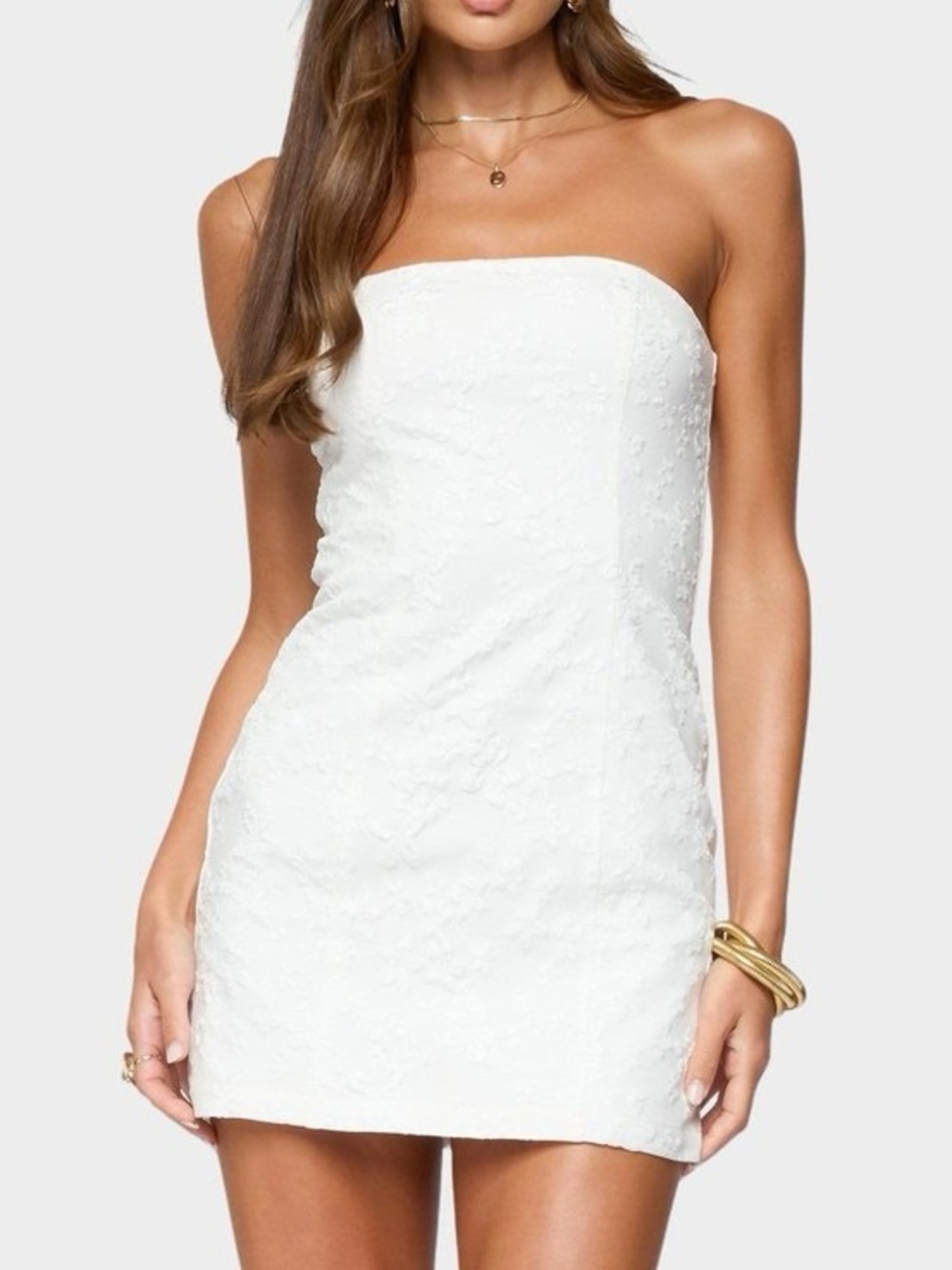 EDIKTED Textured Flowers Strapless Mini Dress Size XS